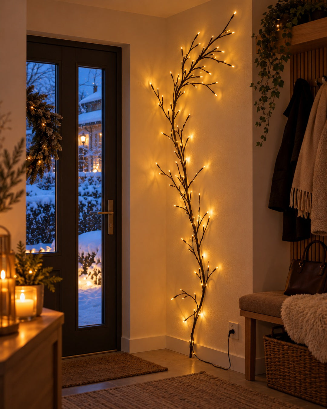 Lichter-Tannenbaum zum Biegen im Flur neben der Haustür 