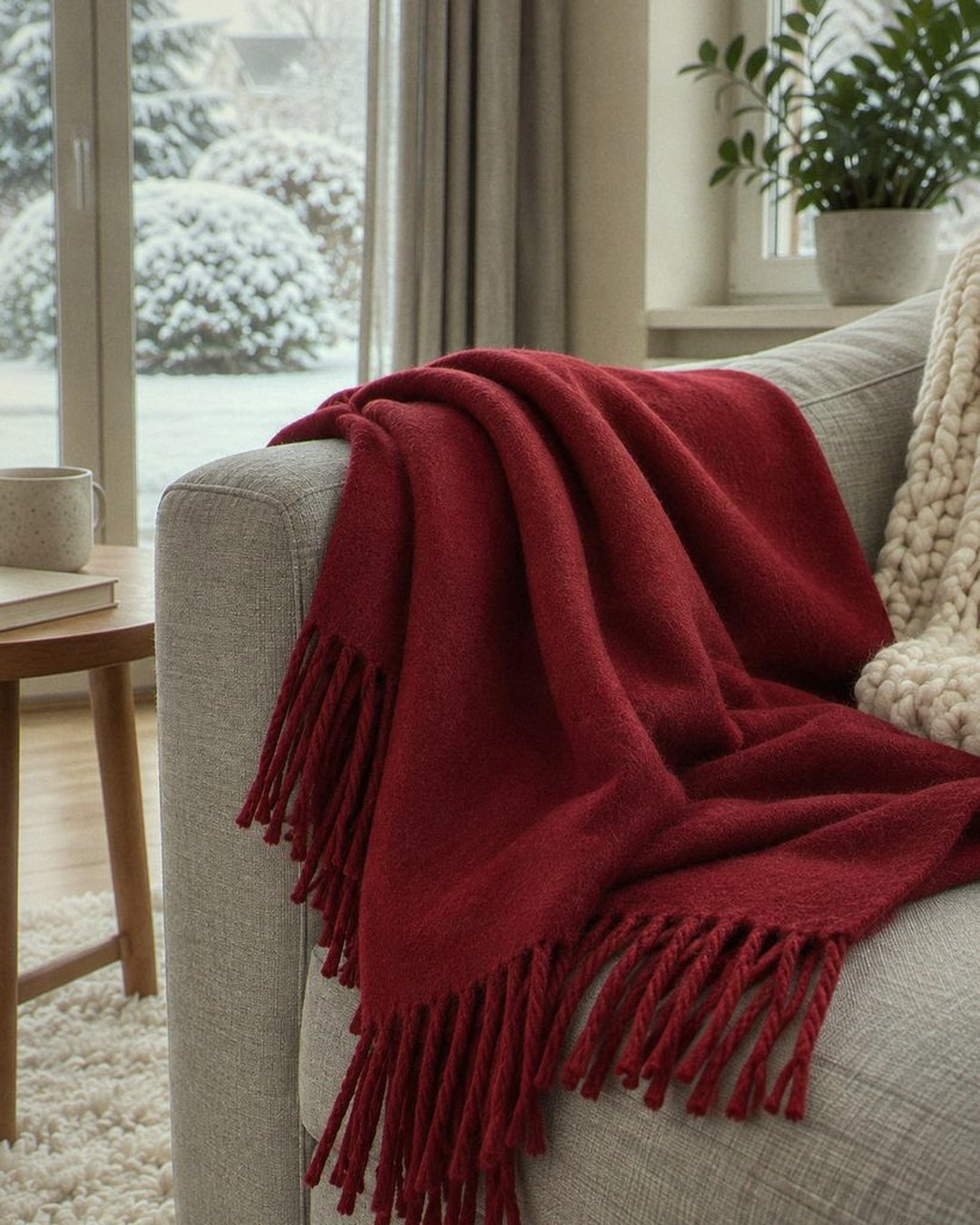 Winterschal mit Quasten an einem dritten Ort