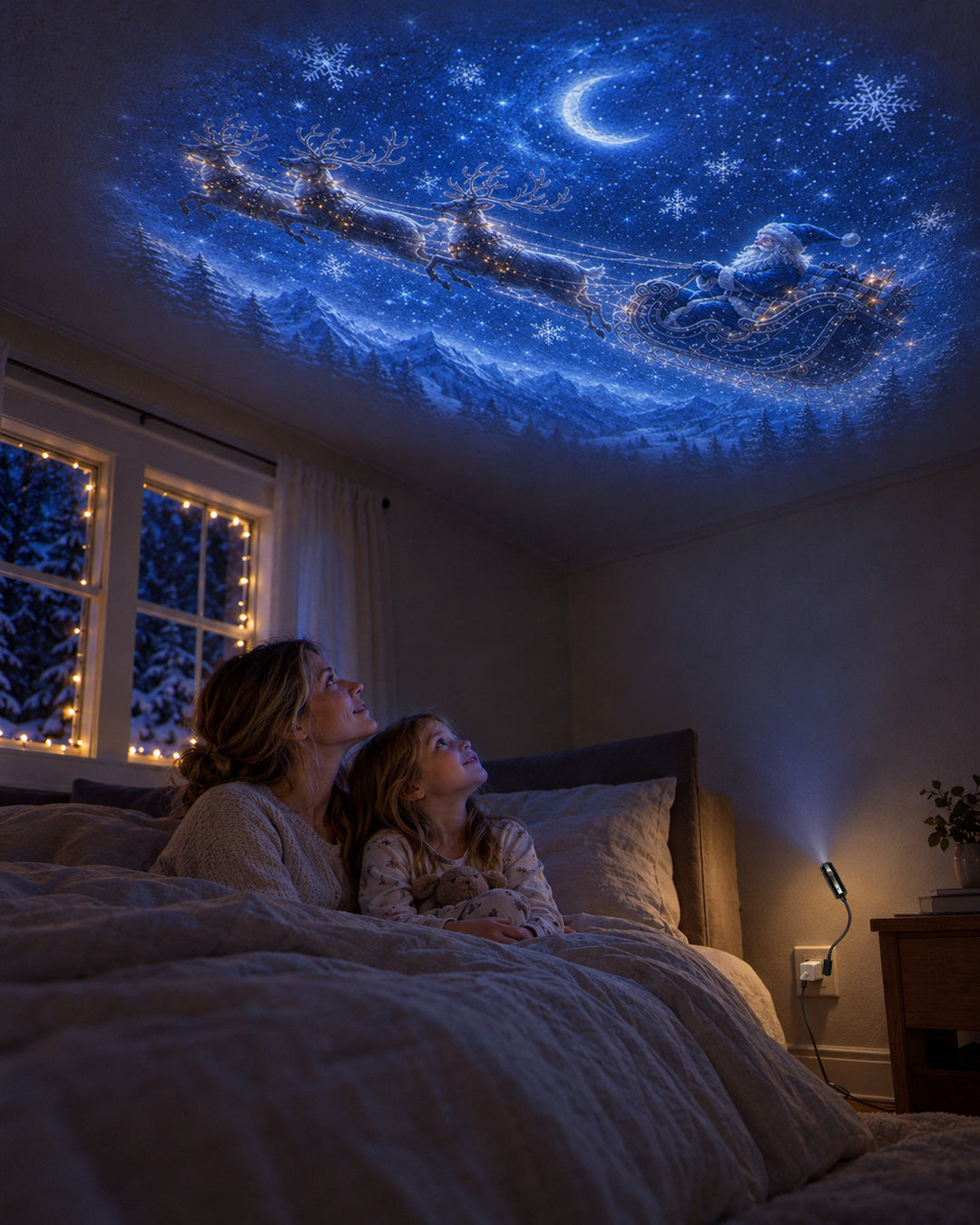 Weihnachts-Projektor: Projektion an der Kinderzimmerdecke