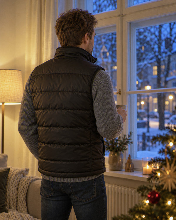 Heizweste von hinten getragen: Wärme auch am Rücken