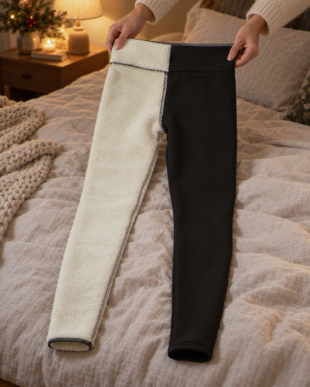 Thermo-Leggings mit Fleece: glatte Außenseite und Fleece-Innenseite